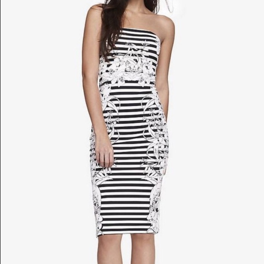 Express Hawaiian Floral Striped Sundress